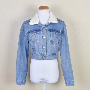 PacSun Sherpa Collar Cropped Trucker Jacket XS